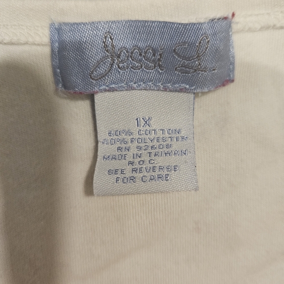 JESSI L White Pink Scroll Embroidered Sleeveless Tank Top Women’s Size 1X - Picture 2 of 3